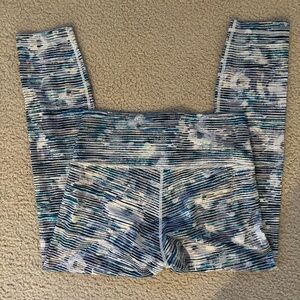 Lululemon floral and striped blue and white leggings